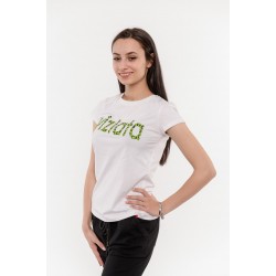 Бяла блуза с оранжев надпис Alexandra Italy / 3501