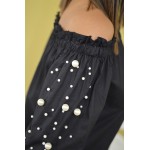Дамска блуза с перли Alexandra Italy - черна 1431-5