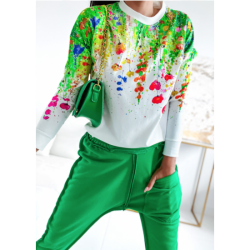 Spring Flow Set - бузка с цветя и зелен спортен панталон