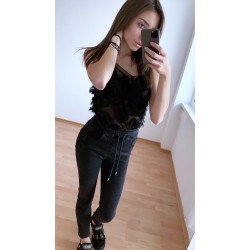 Слим дънки с връзки