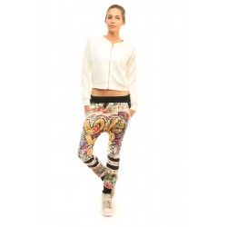 Дамски панталон в бяло с апликация Alexandra Italy - 801/0