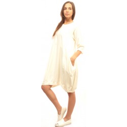 Бяла разкроена дамска рокля Alexandra Italy - 813