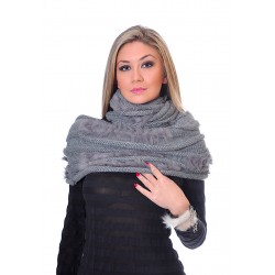 Alexandra Дамски Шал 1394-Бял,Черен,Сив